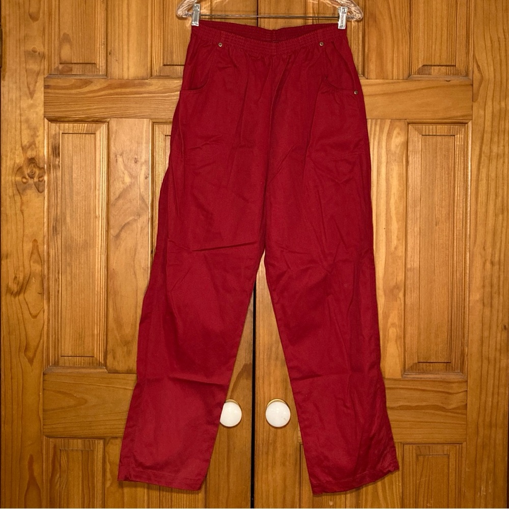 NWOT Haband Vintage 90s Pull On Pants Elastic Waist Red Size 14